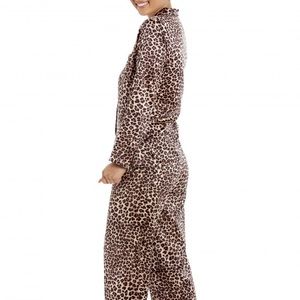 leopard print faux silk pajama set